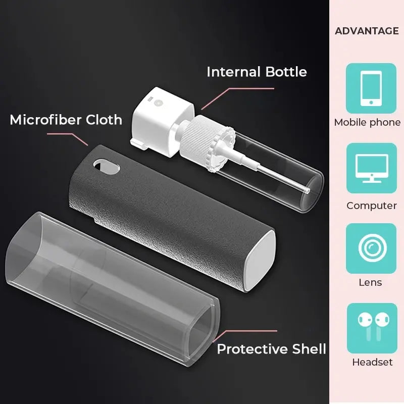 2-in-1 Screen Cleaner Spray with Microfiber Cloth – For Phones, Tablets & Monitors