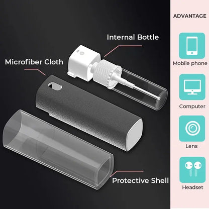 2-in-1 Screen Cleaner Spray with Microfiber Cloth – For Phones, Tablets & Monitors
