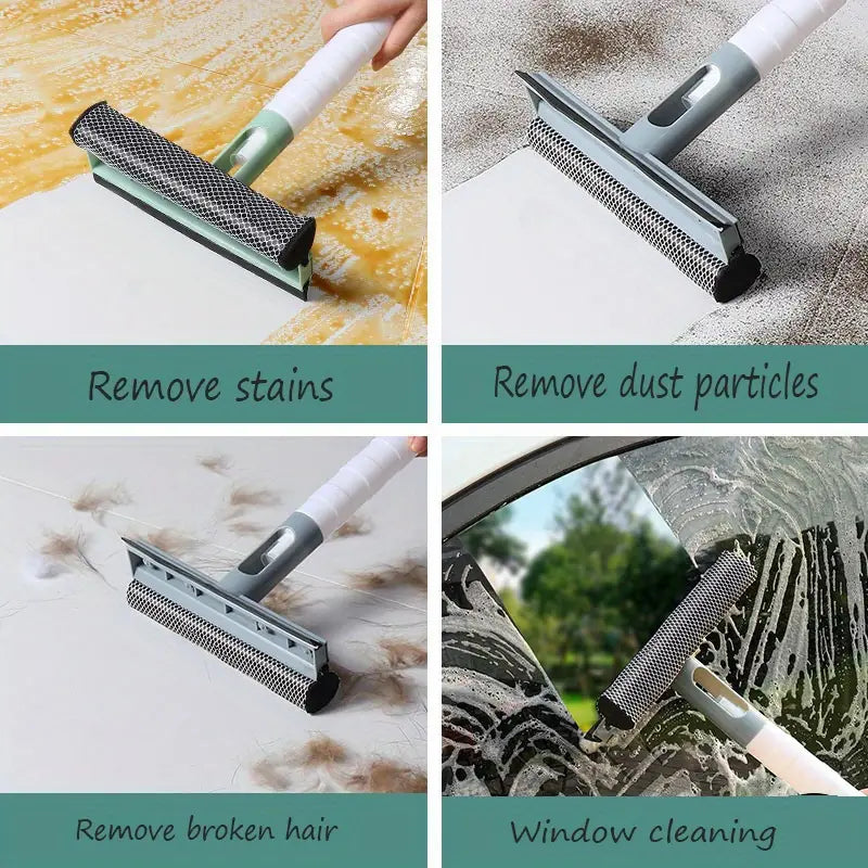 3-in-1 Glass Cleaner with Spray & Double-Sided Wiper – Sponge, Scrubber & Squeegee