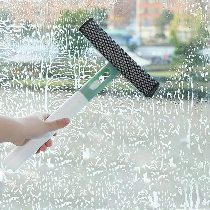 3-in-1 Glass Cleaner with Spray & Double-Sided Wiper – Sponge, Scrubber & Squeegee