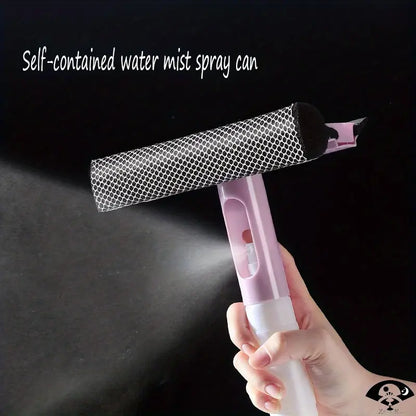 3-in-1 Glass Cleaner with Spray & Double-Sided Wiper – Sponge, Scrubber & Squeegee